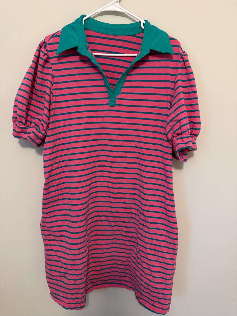 Pink + Teal Striped Polo Dress